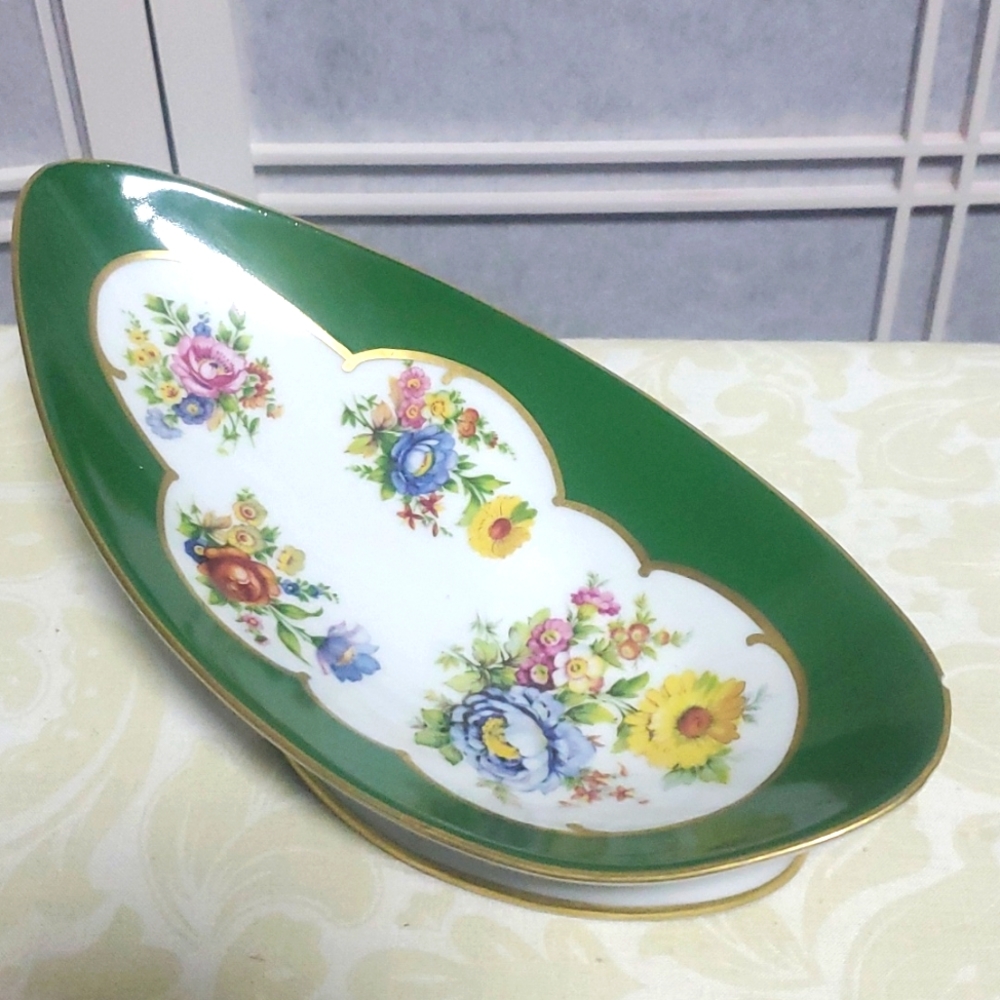 Vintage Bavaria Waldershof Egg Shaped Handpainted Serving Bowl